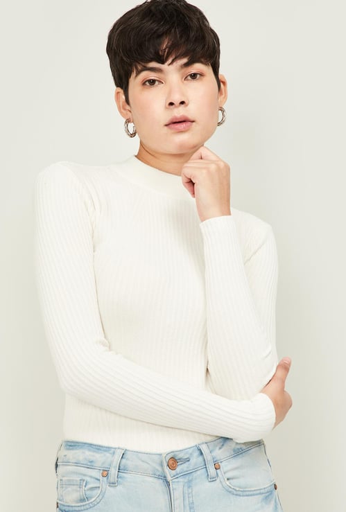 FAME FOREVER Women Solid Ribbed Sweater