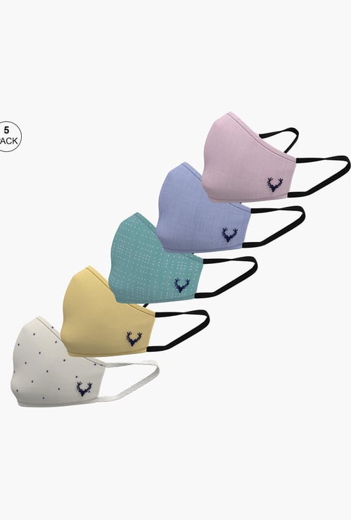 ALLEN SOLLY Kids Textured Reusable Face Mask- Pack of 5