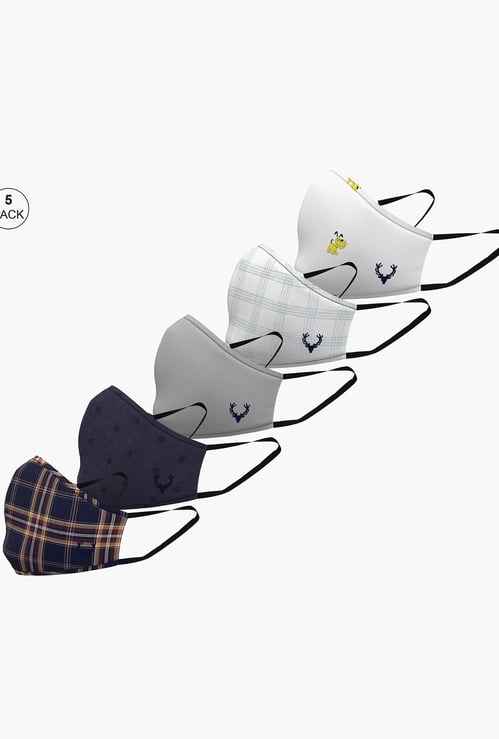 ALLEN SOLLY Kids Printed Reusable Face Mask- Pack of 5
