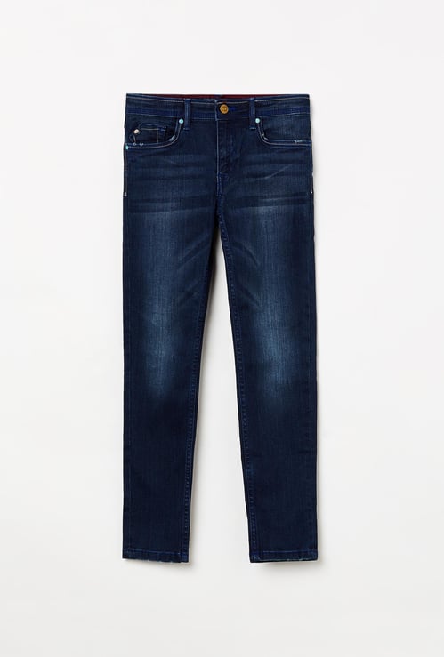 ALLEN SOLLY Boys Dark Washed Slim Fit Jeans