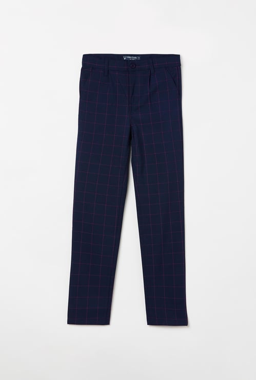 ALLEN SOLLY Boys Checked Flat-Front Trousers