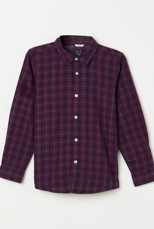 ALLEN SOLLY Boys Checked Full Sleeves Casual Shirt