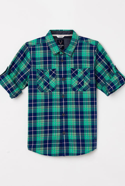 ALLEN SOLLY Boys Checked Full Sleeves Casual Shirt