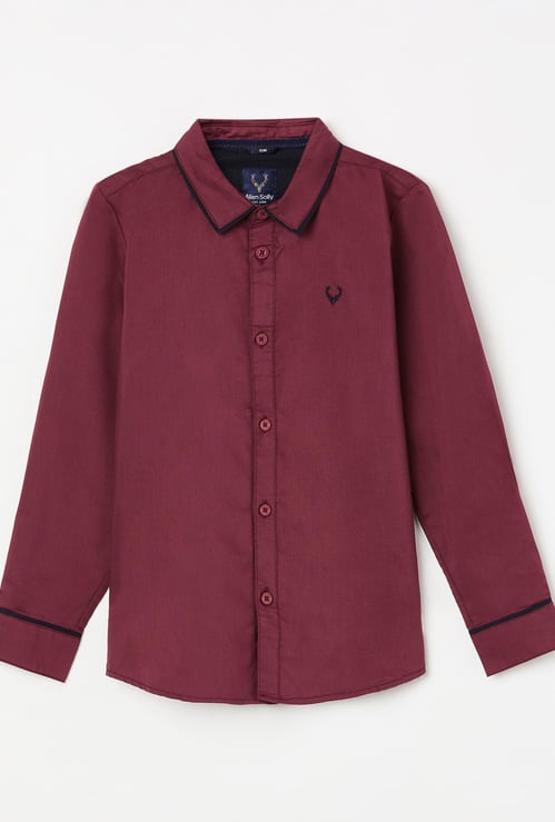 ALLEN SOLLY Boys Solid Full Sleeves Casual Shirt