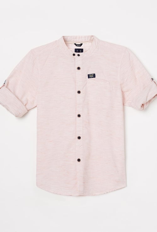 ALLEN SOLLY Boys Textured Full Sleeves Casual Shirt