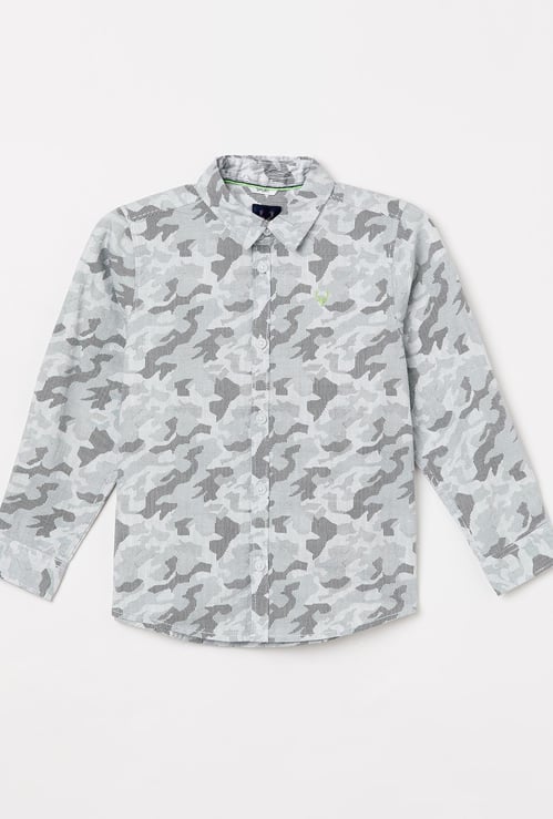 ALLEN SOLLY Boys Camouflage Print Full Sleeves Casual Shirt