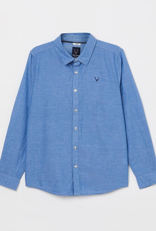 ALLEN SOLLY Boys Solid Full Sleeves Casual Shirt