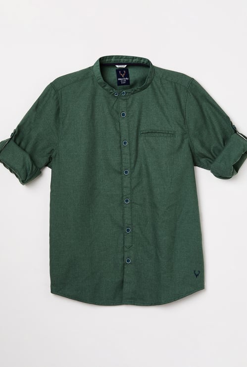 ALLEN SOLLY Boys Solid Full Sleeves Casual Shirt