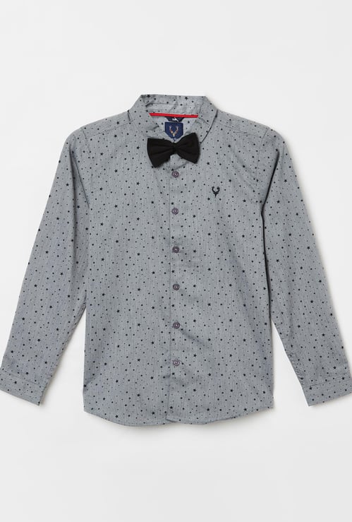 ALLEN SOLLY Boys Star Print Regular Fit Shirt with Bow Tie