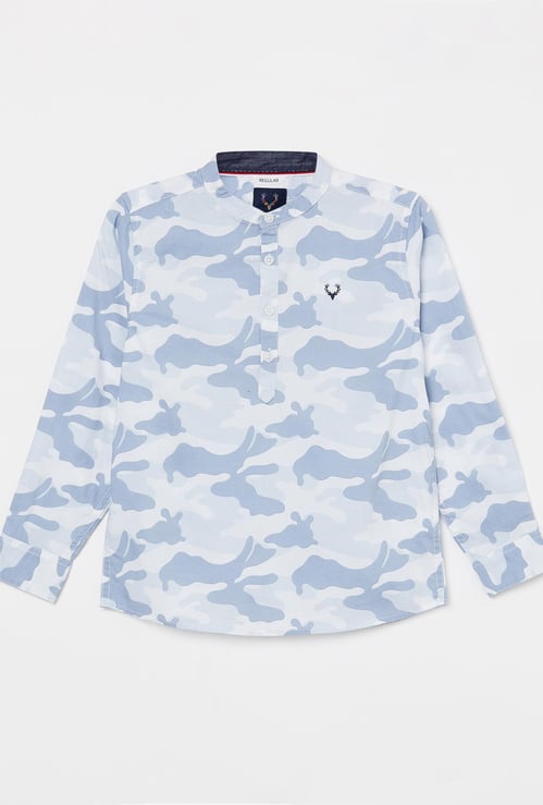 ALLEN SOLLY Boys Camouflage Print Full Sleeves Casual Shirt