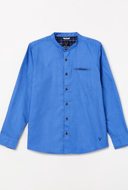 ALLEN SOLLY Boys Solid Band Collar Shirt