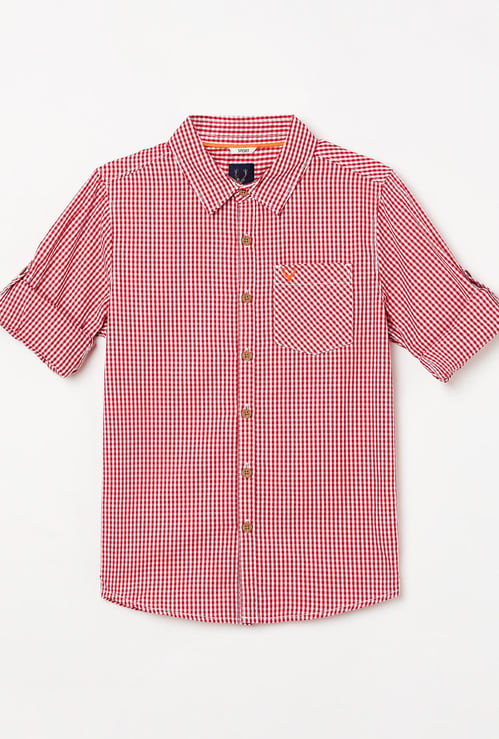 ALLEN SOLLY Boys Checked Full Sleeves Shirt