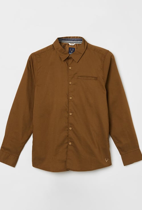 ALLEN SOLLY Boys Solid Full-Sleeves Shirt