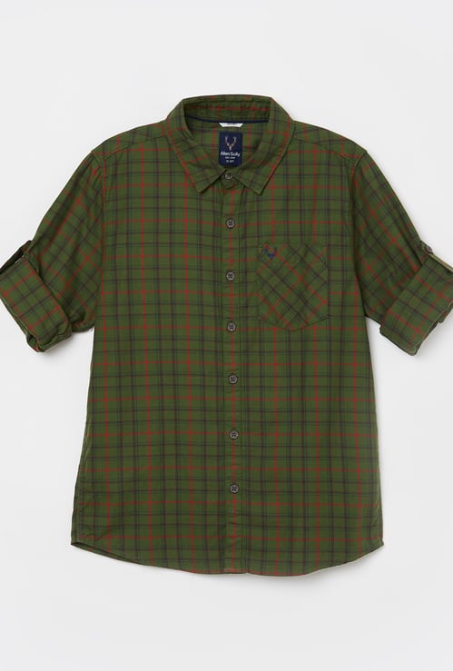 ALLEN SOLLY Boys Checked Full Sleeves Casual Shirt