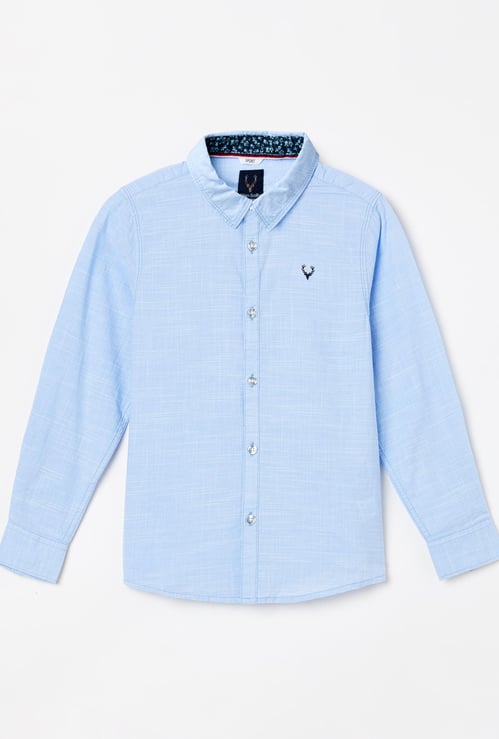 ALLEN SOLLY Boys Textured Full Sleeves Casual Shirt