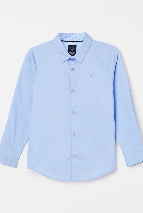 ALLEN SOLLY Boys Solid Full Sleeves Casual Shirt