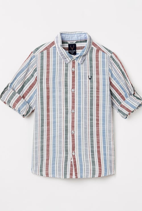 ALLEN SOLLY Boys Striped Full Sleeves Casual Shirt