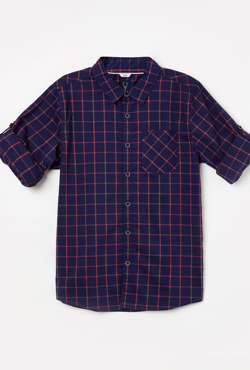 ALLEN SOLLY Boys Checked Full Sleeves Casual Shirt