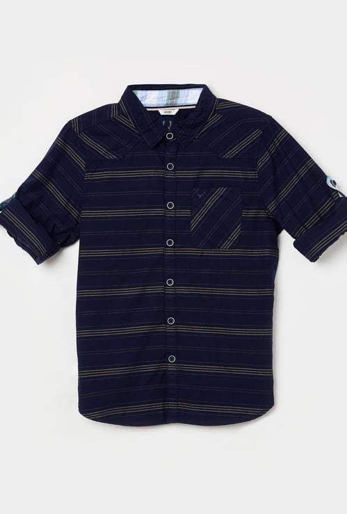 ALLEN SOLLY Boys Striped Full Sleeves Casual Shirt
