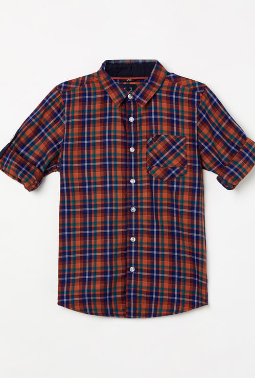ALLEN SOLLY Boys Checked Full-Sleeves Shirt