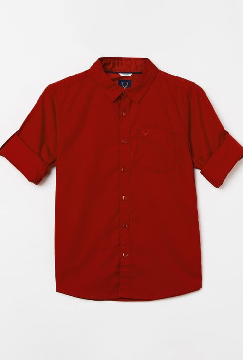 ALLEN SOLLY Boys Solid Full-Sleeves Shirt