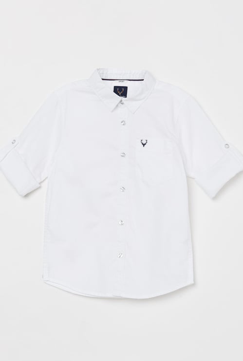 ALLEN SOLLY Boys Solid Full Sleeves Casual Shirt