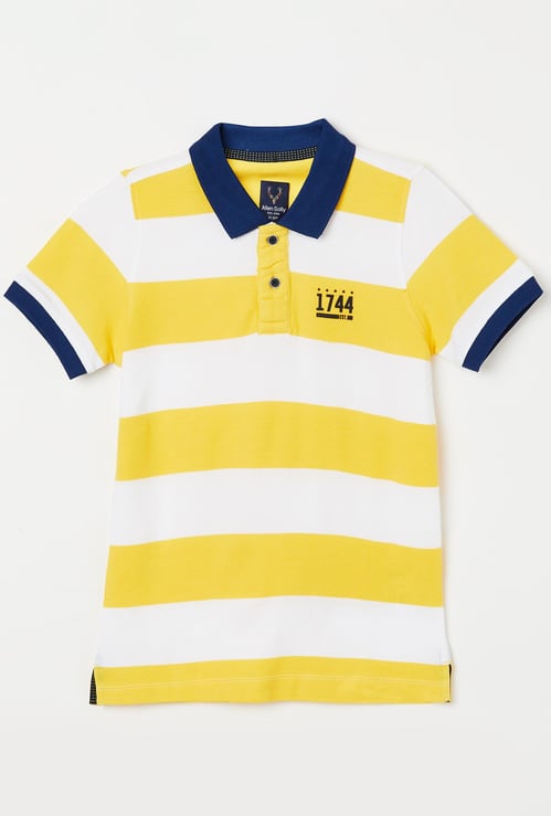 ALLEN SOLLY Boys Striped Short Sleeves Polo T-shirt