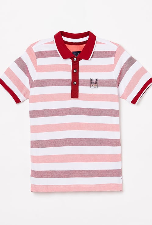 ALLEN SOLLY Boys Striped Short Sleeves Polo T-shirt