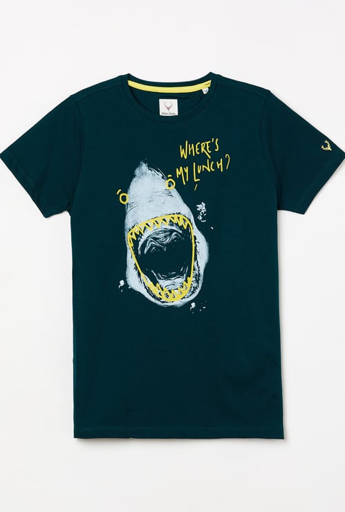 ALLEN SOLLY Boys Printed Crew Neck T-shirt