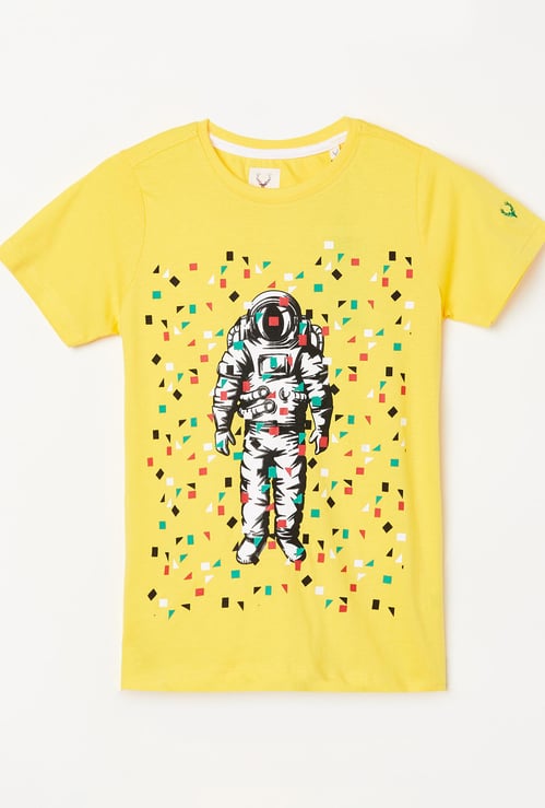 ALLEN SOLLY Boys Printed Crew Neck T-shirt