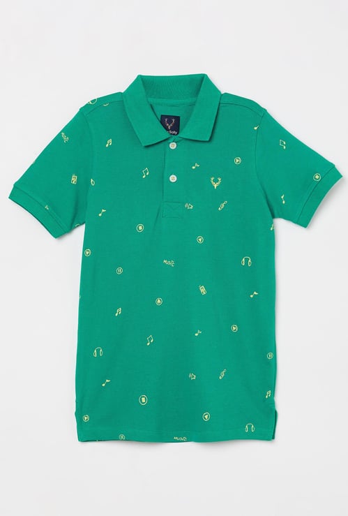 ALLEN SOLLY Boys Printed Short Sleeves Polo T-shirt