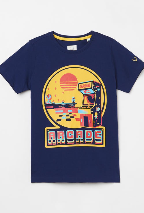 ALLEN SOLLY Boys Typographic Print Short Sleeves T-shirt