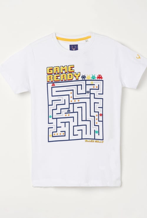 ALLEN SOLLY Boys Printed Crew Neck T-shirt