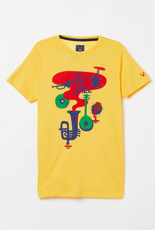 ALLEN SOLLY Boys Printed Crew Neck T-shirt