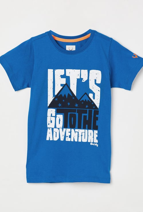 ALLEN SOLLY Boys Typographic Print Short Sleeves T-shirt