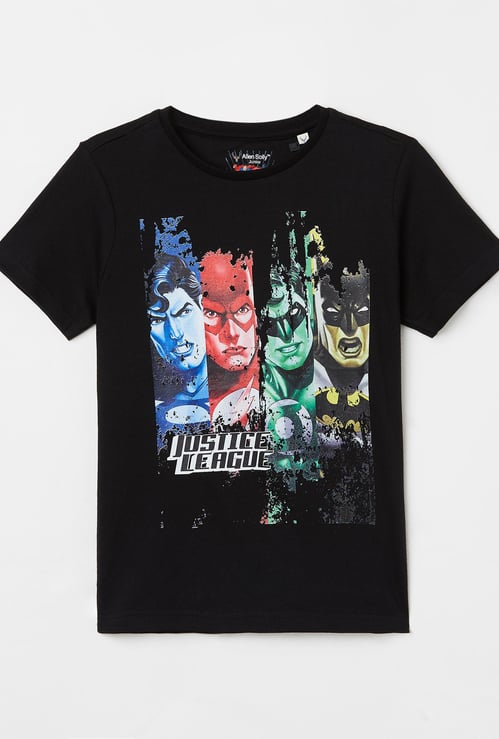 ALLEN SOLLY Men Justice League Print Crew-Neck T-shirt