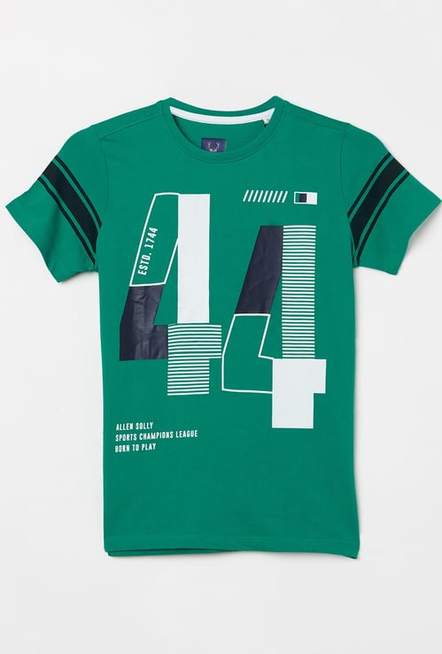 ALLEN SOLLY Boys Typographic Print Short Sleeves T-shirt