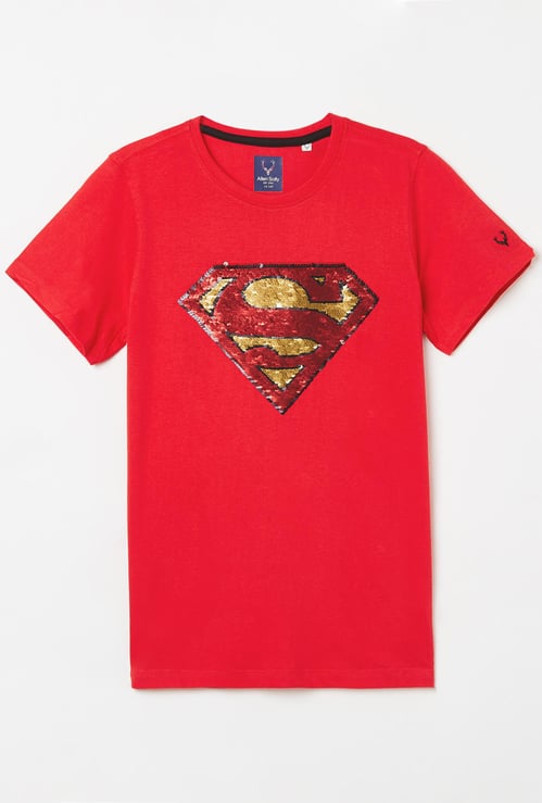 ALLEN SOLLY Boys Printed Crew Neck T-shirt
