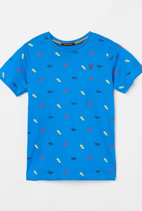 ALLEN SOLLY Boys Printed Crew-Neck T-shirt