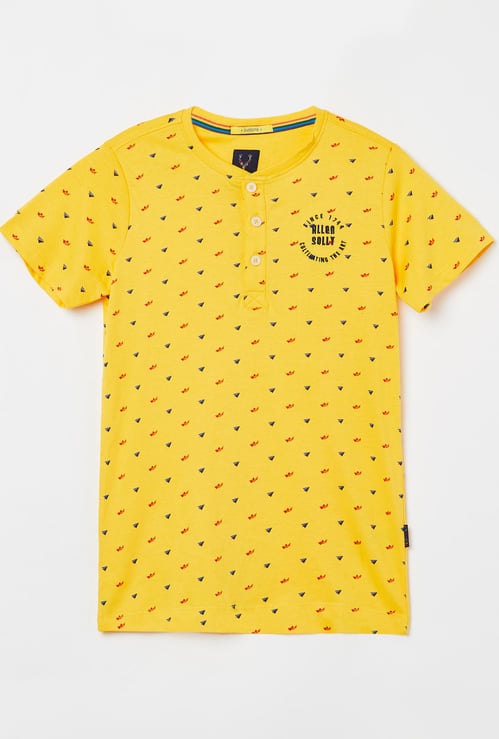 ALLEN SOLLY Boys Printed Henley T-shirt