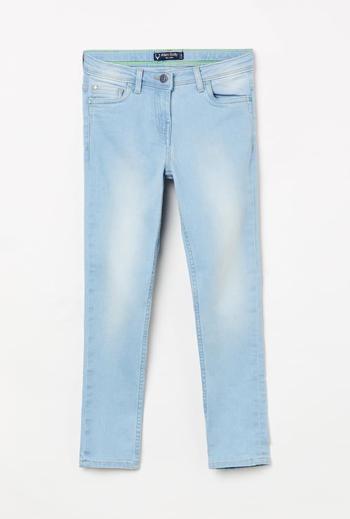 ALLEN SOLLY Girls Lightly Washed Slim Fit Jeans