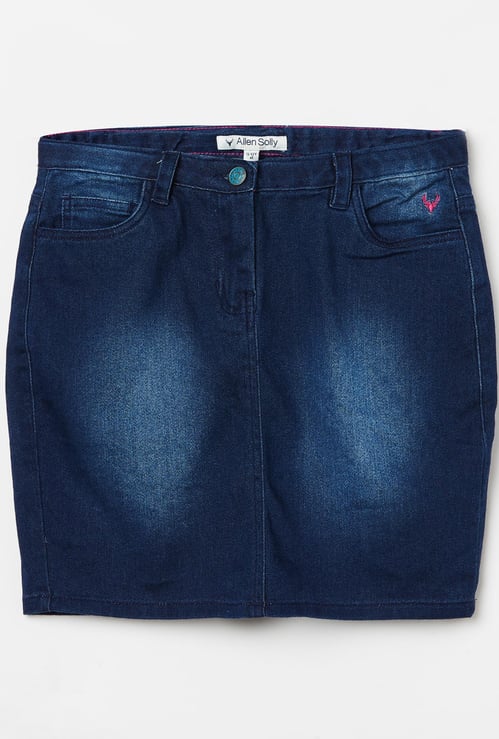 ALLEN SOLLY Girls Washed Denim Skirt