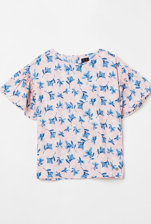 ALLEN SOLLY Girls Floral Print Top