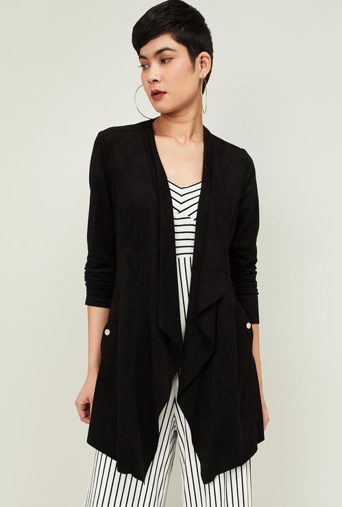 CODE Women Textured Waterfall Shrug with Insert Pockets