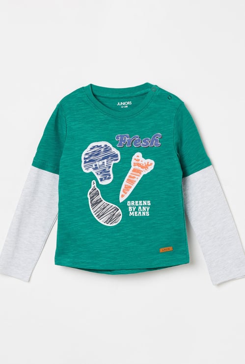 JUNIORS Virobar Boys Printed Full Sleeves T-shirt