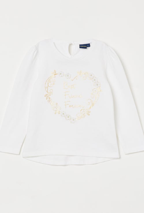 JUNIORS Virobar Girls Printed Full Sleeves T-shirt