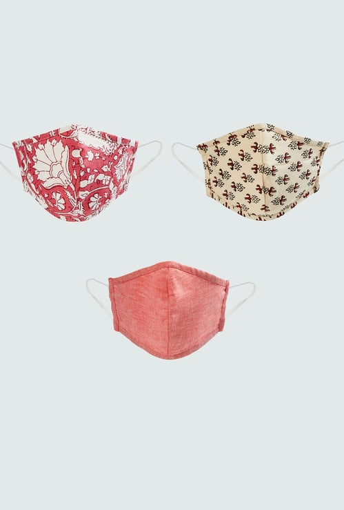 MELANGE Women Printed 2-Layered Reusable Masks - Pack of 3 Pcs.
