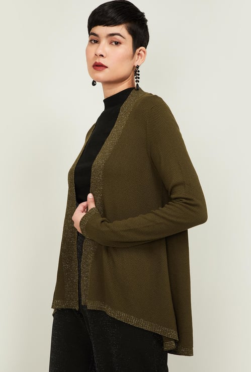 CODE Women Textured Open-Front Shrug