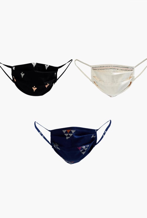 MELANGE Women Embroidered Face Mask - Pack of 3