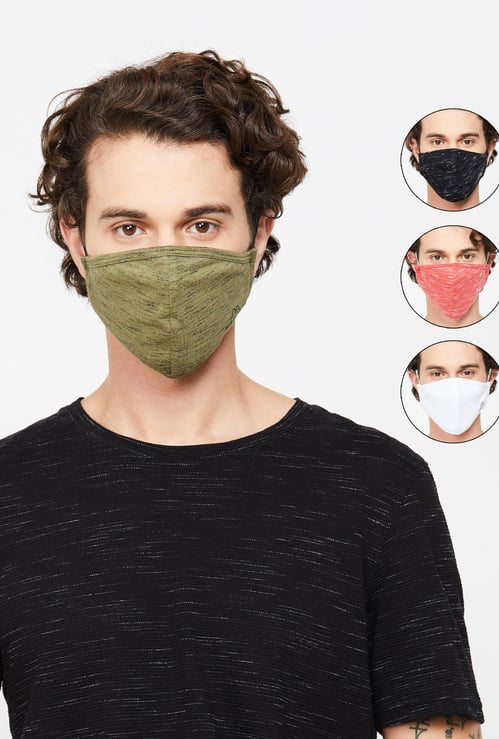 KAPPA Men Textured Assorted Anti-Bacterial Masks - Pack of 4